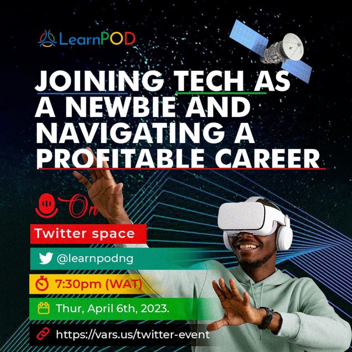 tweetsbylance's tweet photo. Do you desire to join learn more about Tech? 
@learnpodng is here to help you do that FOR FREE 

Join the space now via: https://t.co/u9GyneUt5b…

 #LearnPOD https://t.co/HHtQYn5jbn