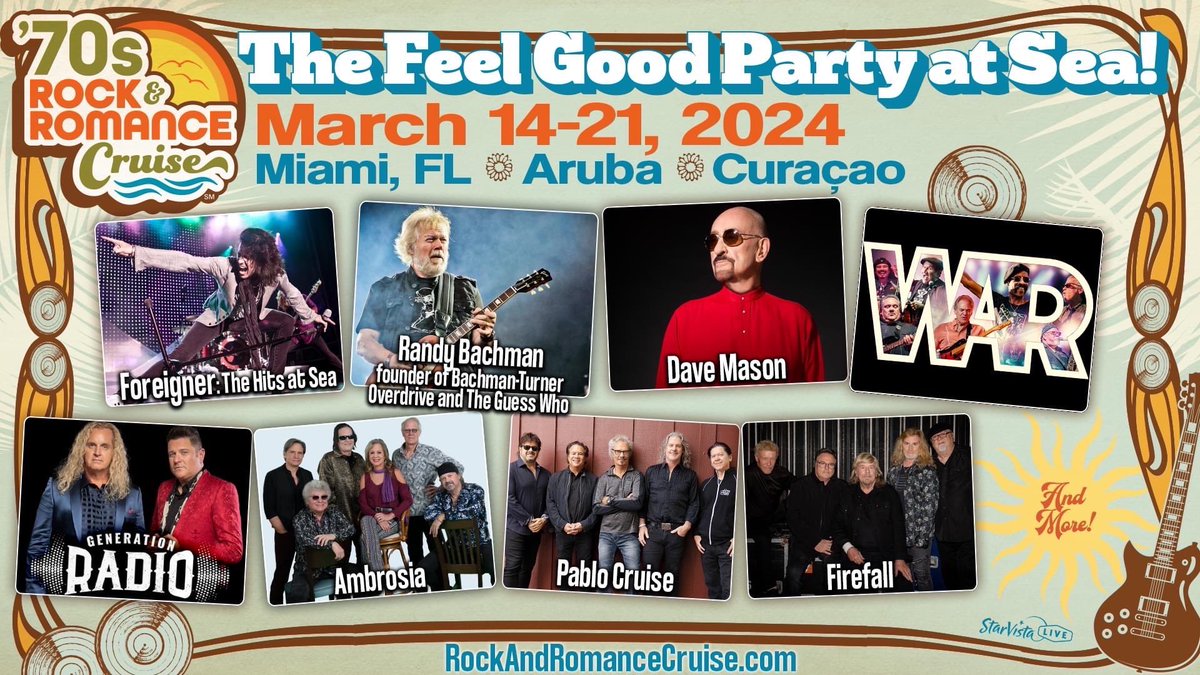 genradioband's tweet photo. Come sail away with us on the 70s Rock &amp; Romance Cruise, next year from March 14-21, 2024! Book your tickets today at https://t.co/mN2xIanJGr and experience a week-long musical journey like no other!🚢🎵

#70sRockAndRomanceCruise #ClassicRock #BookYourSpot #LimitedAvailability https://t.co/s6Q4qu6vgg