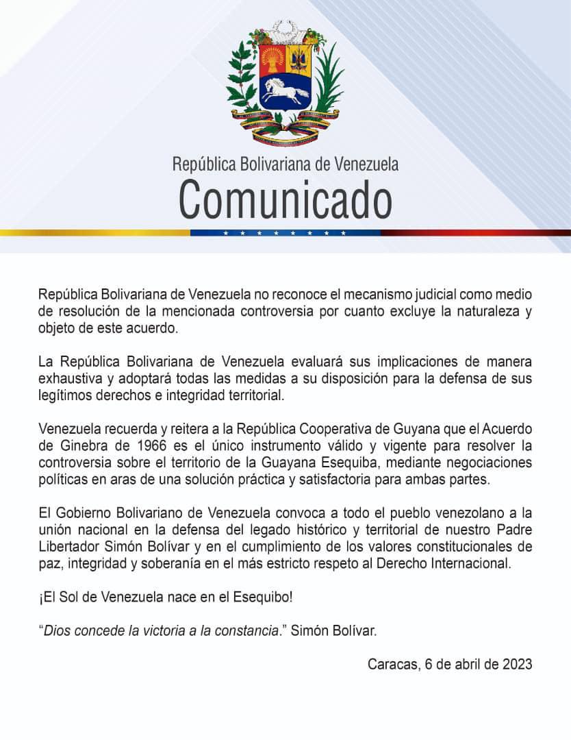 GNB_tachira's tweet photo. #Venezuela no renunciará al espíritu del acuerdo de Ginebra de 1966 que buscar una resolución práctica y pacífica para las partes involucradas.

#ElEsequiboEsVenezuela https://t.co/DFCEGmySxa