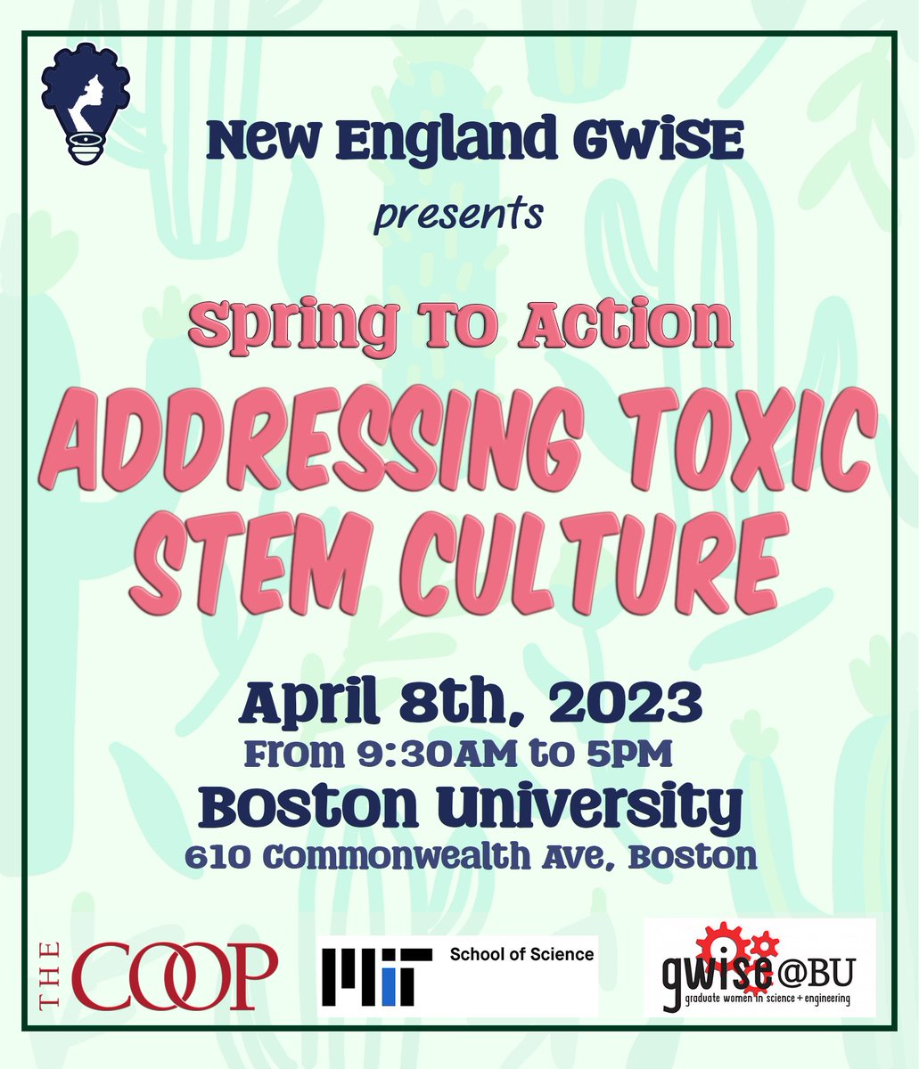 The <a href="/NE_GWISE/">NE GWiSE</a> 2023 Spring to Action conference is happening this Saturday across the river at <a href="/BU_Tweets/">Boston University</a>. Register for a full day of speakers discussing cultivating inclusive workplace environments in #STEM 
bit.ly/43d8JDH