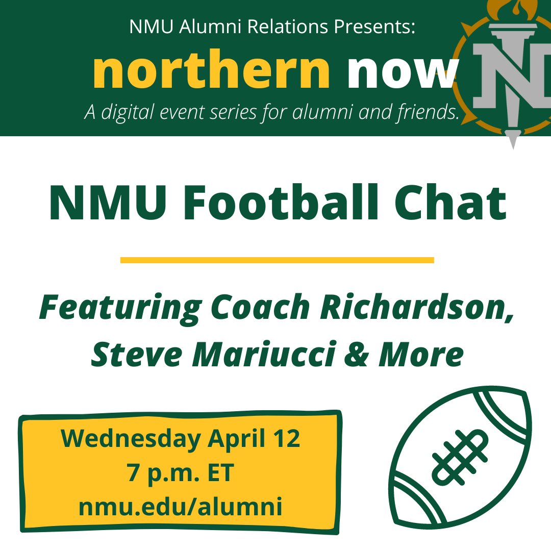 NMU_Football's tweet photo. 'Northern Now' Event to Feature Shane Richardson, Steve Mariucci, Robert Saleh, and Rick Comley on April 12. 

Read about the event and register here! ➡️ https://t.co/O0mYEWoLuy

#NMUwildcats #ShareNMU https://t.co/oWm8sOI83e