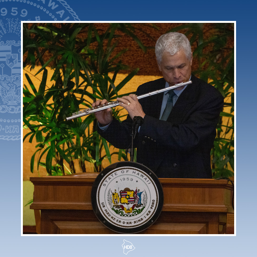 Yesterday, I gave the invocation to start the floor session. In honor of Queen Liliʻuokalani, I performed "ʻO kou Aloha Nō," composed by the Queen while under house arrest in ʻIolani Palace. This hymn is a heartfelt prayer asking forgiveness for those who unjustly imprisoned her.