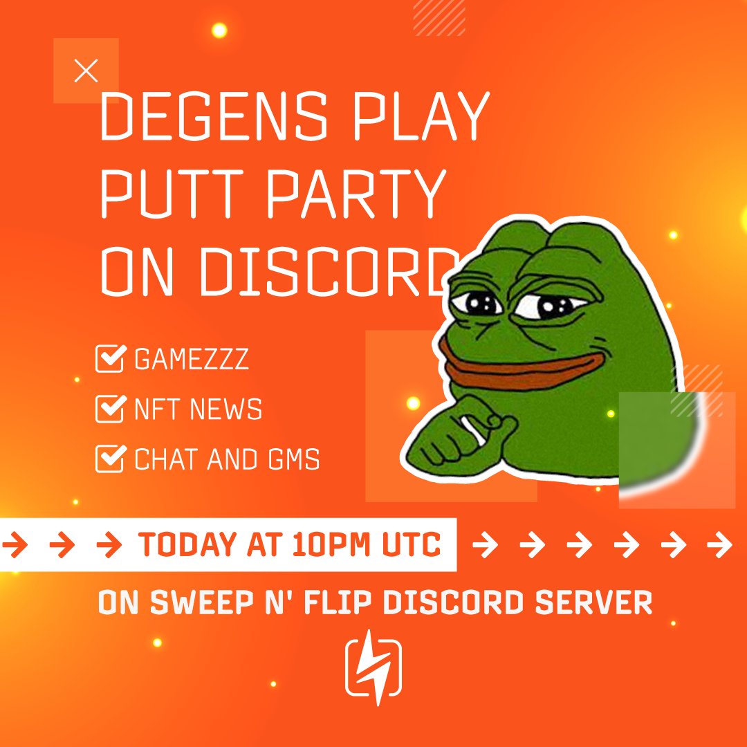 NFTFY (@nftfyofficial) on Twitter photo 🎉 Join us for a fun-filled putt party on <a href="/SweepnFlip/">Sweep n' Flip</a> Discord! 😎 Let's chat, play games, and get to know each other better. 🎮👋 Whether you're a pro or a beginner, everyone is welcome. 😊 See you there! #discordparty #gamingcommunity 🎉 Join us for a fun-filled putt party on <a href="/SweepnFlip/">Sweep n' Flip</a> Discord! 😎 Let's chat, play games, and get to know each other better. 🎮👋 Whether you're a pro or a beginner, everyone is welcome. 😊 See you there! #discordparty #gamingcommunity
