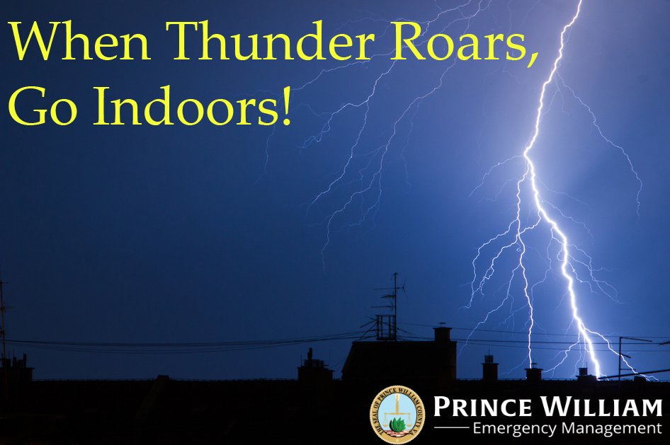 ReadyPWC's tweet photo. Stay weather aware this afternoon and evening as storms are possible! Remember, when Thunder Roars, Go Indoors! For more information on staying safe during storms visit https://t.co/CE7uxe7wve #ReadyPWC #VaWx https://t.co/wVYI5ItEKA