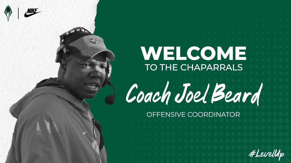 Excited to announce the hire of Coach Joel Beard as our Offensive Coordinator. From the high school level to Division 1, he brings a wealth of coaching and leadership experience to the #Chaps