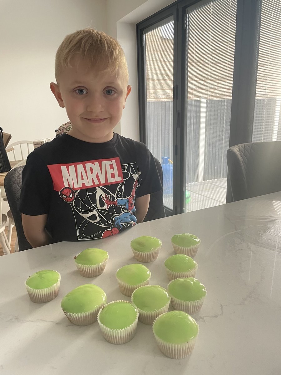 leianKJ's tweet photo. Jude has had lots of fun making green slime buns, he said it tasted like real slime 😂 @MPSClass5 @MapplewellSch https://t.co/1VMD59y5I4