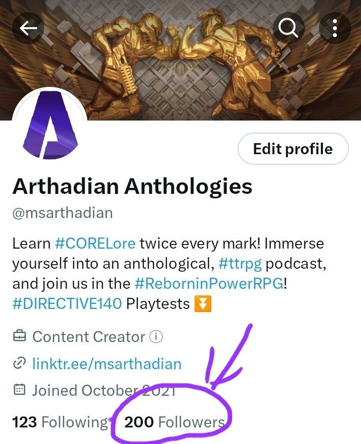 msarthadian's tweet photo. Ayyyy, we made it to the big 200! At 250, I'm gonna be doing a #reborninpowerrpg giveaway!

As we get closer to that, I'm gonna be sharing more content about The CORE Realms and how you can join  in the expansion of this #newexpandinguniverse! https://t.co/IZ6kuaipxy