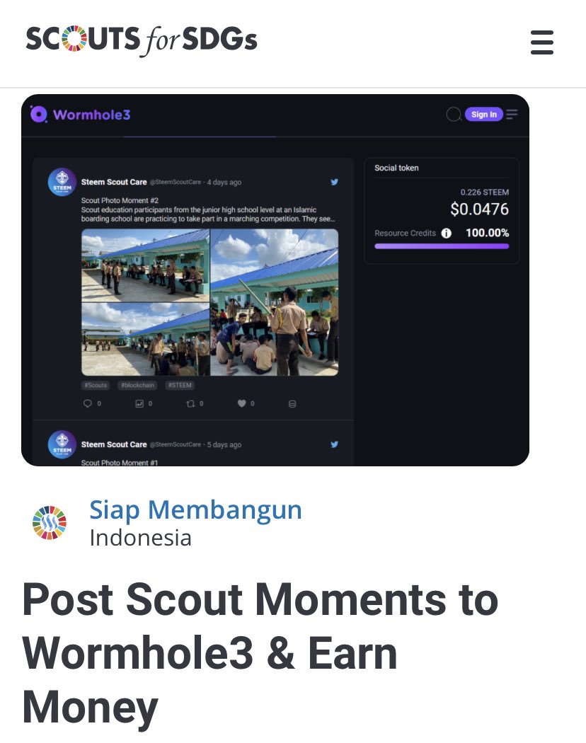ponpase's tweet photo. Wormhole3 on Scouts for SDGs Webs
I just submitted an article about DApp wormhole3 to the #Scouts for SDGs website initiated by #WSOM. The article has been approved and displayed on the page by displaying the #Steem and #Wormhole3 logos. 👉https://t.co/rXsfw3SKpL #iweb3 #Steemit https://t.co/cqQay2IRMt
