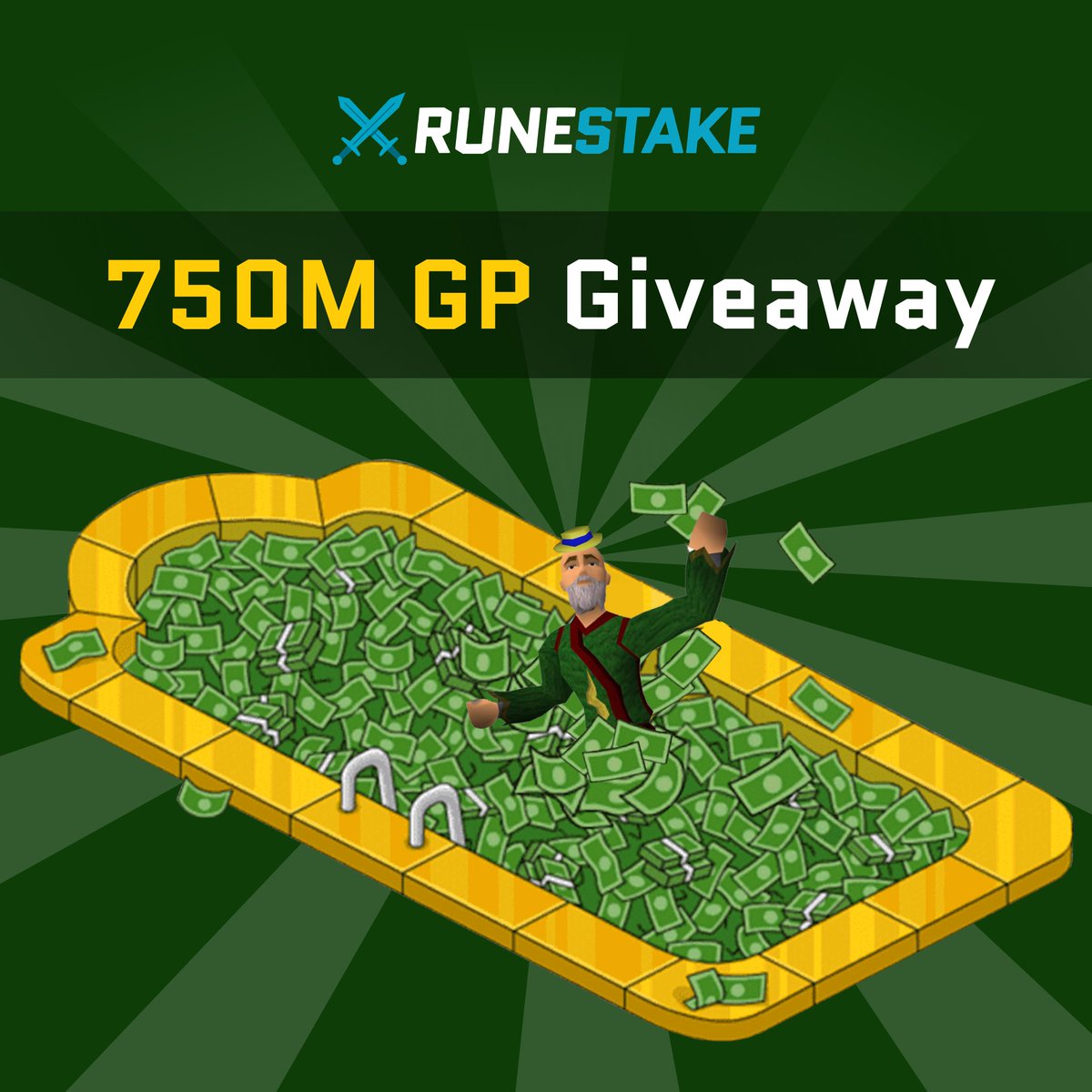 🤑 750M GP GIVEAWAY 🤑

· Follow <a href="/runestake/"></a>
· Like and retweet this tweet
· Reply with your nickname

Giveaway ends on April 11th. Three winners will get 250M each in Runestake.