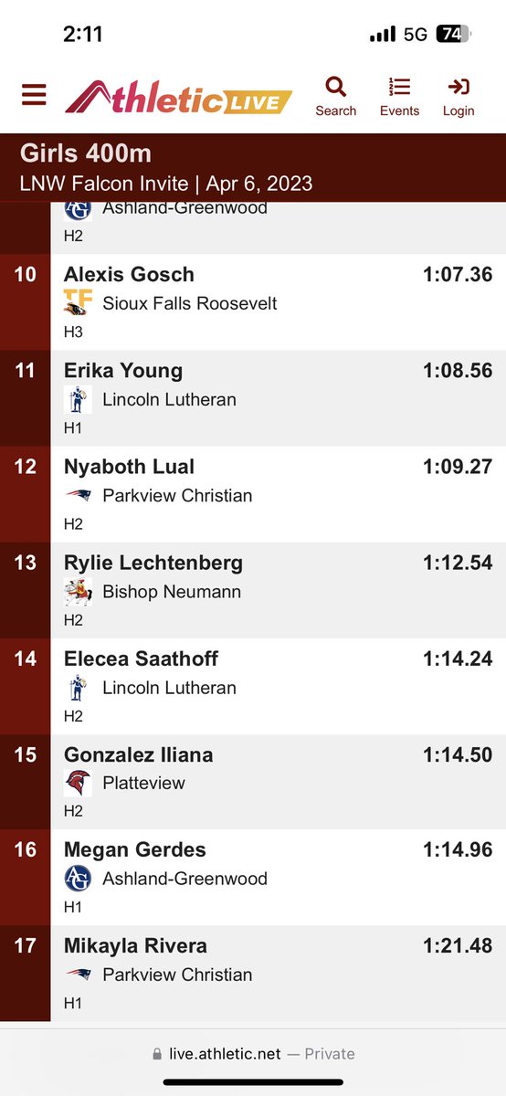 PRs for all of our 400m girls!! HUGE!