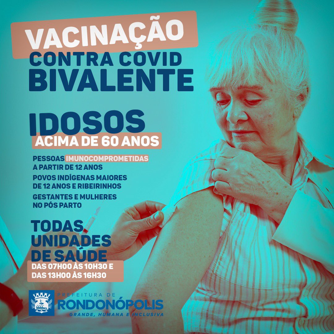 pref_roo's tweet photo. Cronograma de vacinação contra covid bivalente 💉

#saude #vacinacao #covid #idosos #sus https://t.co/Q4KZbO0nK4