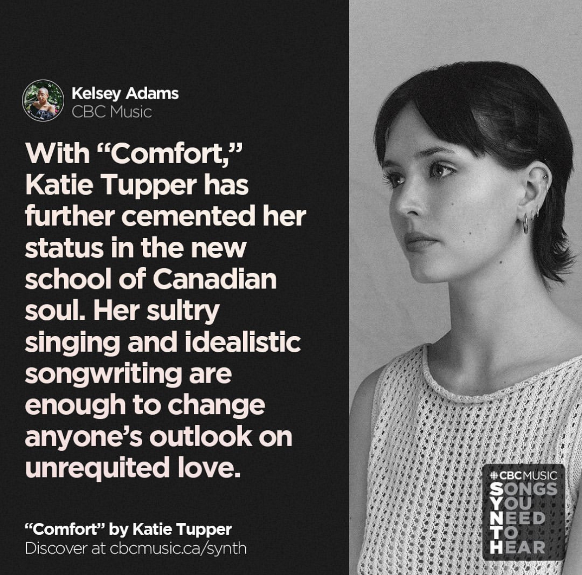 Killbeat (@killbeat) on Twitter photo LISTEN: <a href="/CBCMusic/">CBC Music</a> urges you to take <a href="/KatieeTupperr/">Katie Tupper</a>'s new single "Comfort" out for a spin. Out now on <a href="/artsandcrafts/">Arts & Crafts</a> cbc.ca/music/leanne-h… LISTEN: <a href="/CBCMusic/">CBC Music</a> urges you to take <a href="/KatieeTupperr/">Katie Tupper</a>'s new single "Comfort" out for a spin. Out now on <a href="/artsandcrafts/">Arts & Crafts</a> cbc.ca/music/leanne-h…