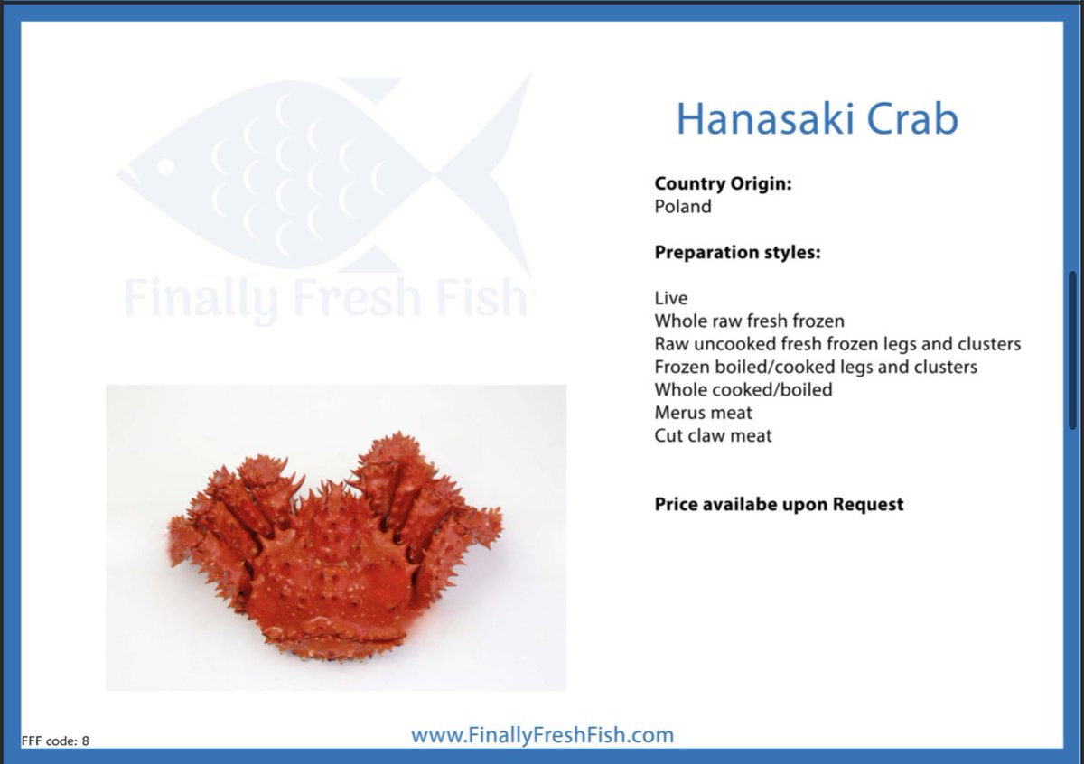 FinallyFish's tweet image. We also recently got access to Hanasaki Crab from Poland.

 #WholesaleFish #FishExporter #Seafood #Crab #Fishing #SeaFoodLover #SeafoodBusiness