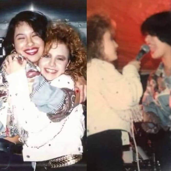 DBinuel's tweet photo. Hace 32 años Selena fue invitada al concierto de su amiga Shelly Lares en el Market Square en la ciudad de san Antonio,TX y canto la cancion "Ojitos Negros''  un 6 de Abril de 1991. 
Al dia siguiente, Selena invito a Shelly a cantar "Baila Esta Cumbia" en su concierto. https://t.co/FLGrRHZh3J