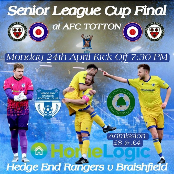 HedgeEndRangers's tweet photo. Our senior league cup final vs Braishfield will take place on Monday the 24th of April at the Snows Stadium Totton 

Tickets are priced at 
£8 for adults 
£4 for concessions 

The club have generously offered to pay for 50 concession tickets for  youth and mini soccer players https://t.co/TMlcsLm7DA