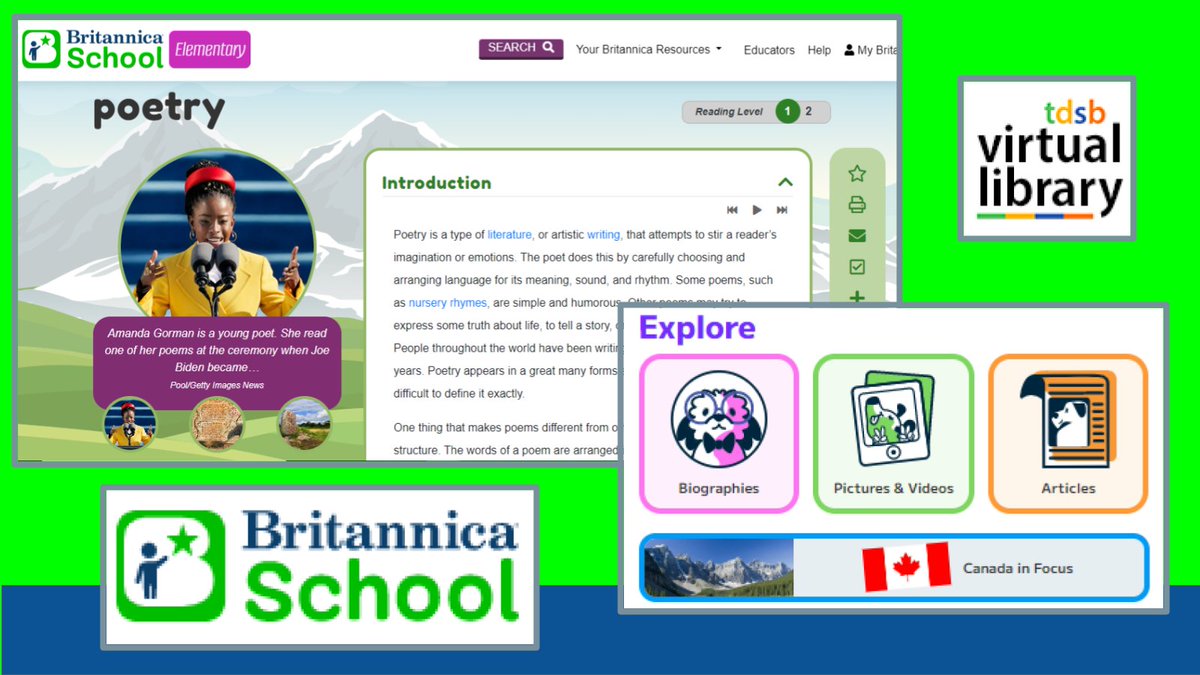 Have you seen Britannica School’s new look? Articles, images, videos and more to explore for elementary, middle, and high school students. Check it out! Visit the VL > Read Watch Learn > Learn K-12 to get started. tdsb.on.ca/library/HOME/R…