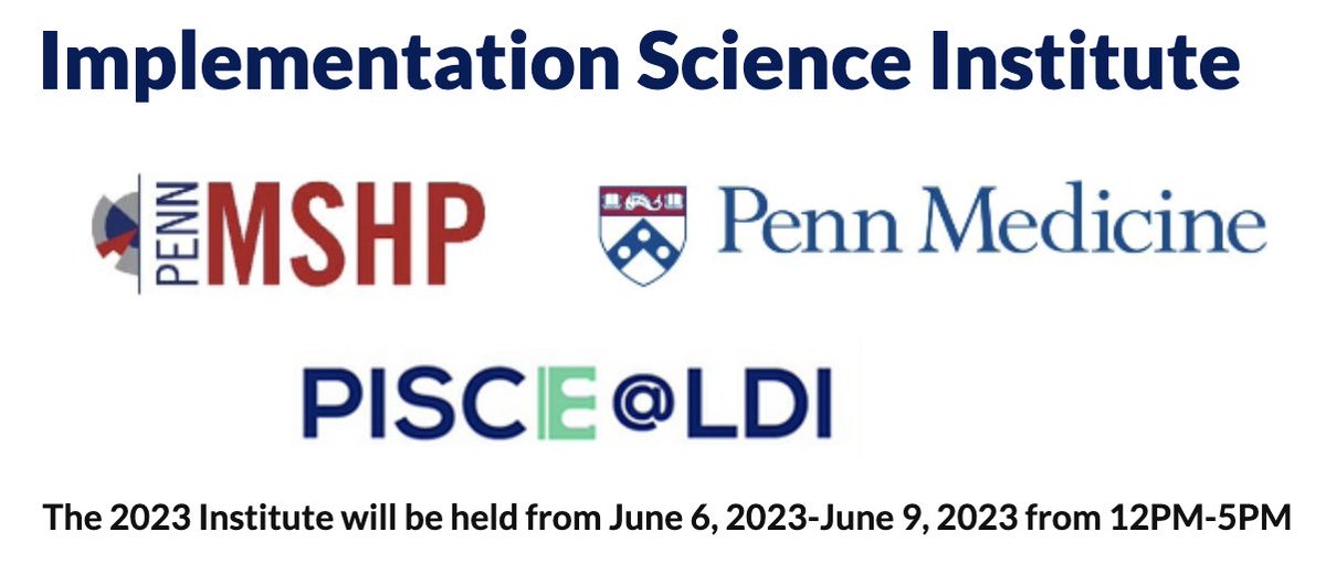 Congratulations to our fellow Dr. Katie Pumphrey on being awarded a scholarship to attend the @Penn_MSHP Implementation Science Institute to learn the foundations of #ImplementationScience this summer! mshp.med.upenn.edu/implementation…