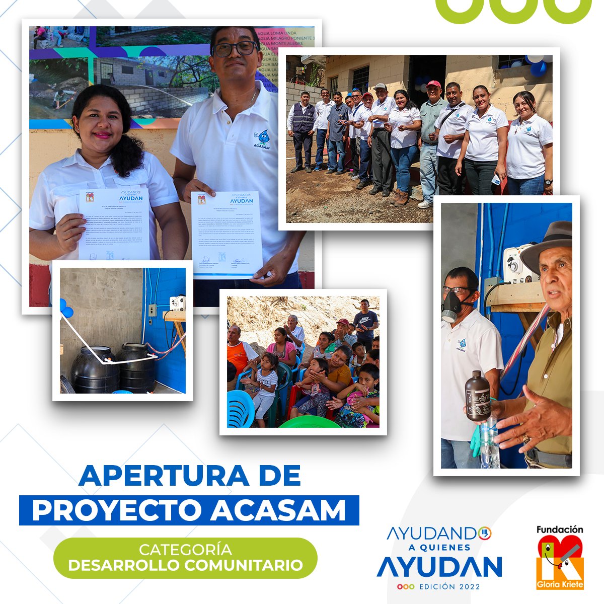 fgk_sv's tweet photo. Les copartimos la apertura de Proyecto “Implementación de Equipo para Generar Hipoclorito de Sodio en la Fuente de Agua Santa Lucía”, de #AAQA junto a ACASAM, con el que se benefician a al menos 10,500 personas de la comunidad. #CategoriaDesarrolloComunitario https://t.co/ppwikgjGhJ