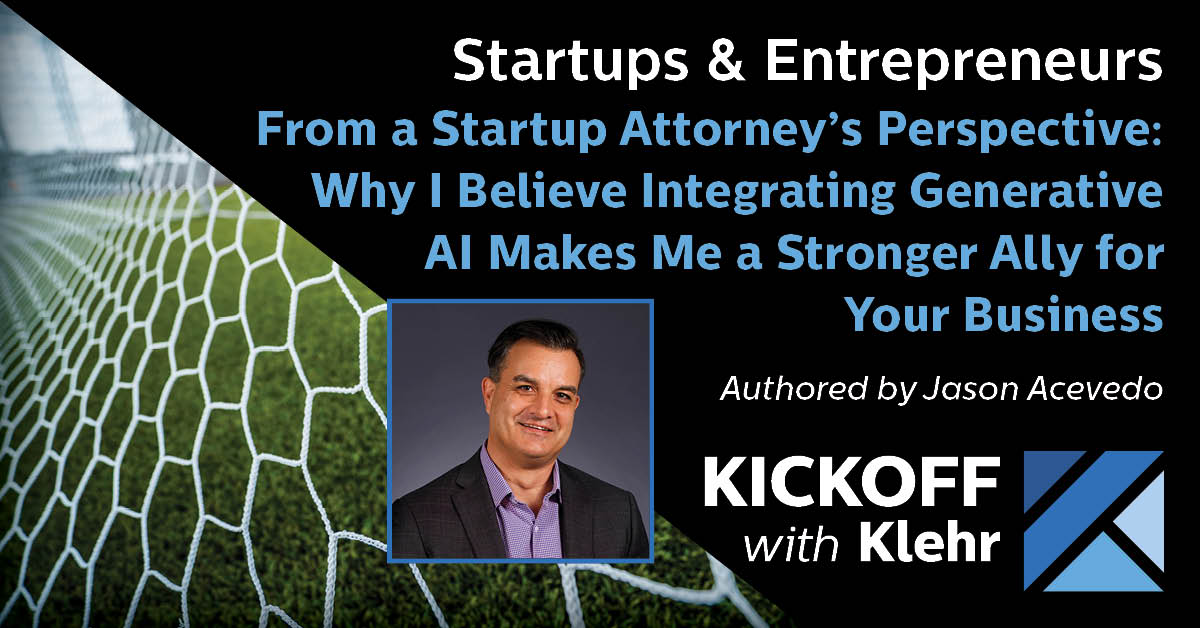 Klehr_Harrison's tweet photo. In this edition of his #Startups &amp; #Entrepreneurs series, @Jason_Acevedo discusses the initial ways he has discovered how #AI can be utilized in his own practice. Learn More: https://t.co/bTw4XnSxs7 #Artificialntelligence #GenerativeAI #ChatGPT #EmergingGrowth #KickoffWithKlehr https://t.co/UQ97GEbhX9