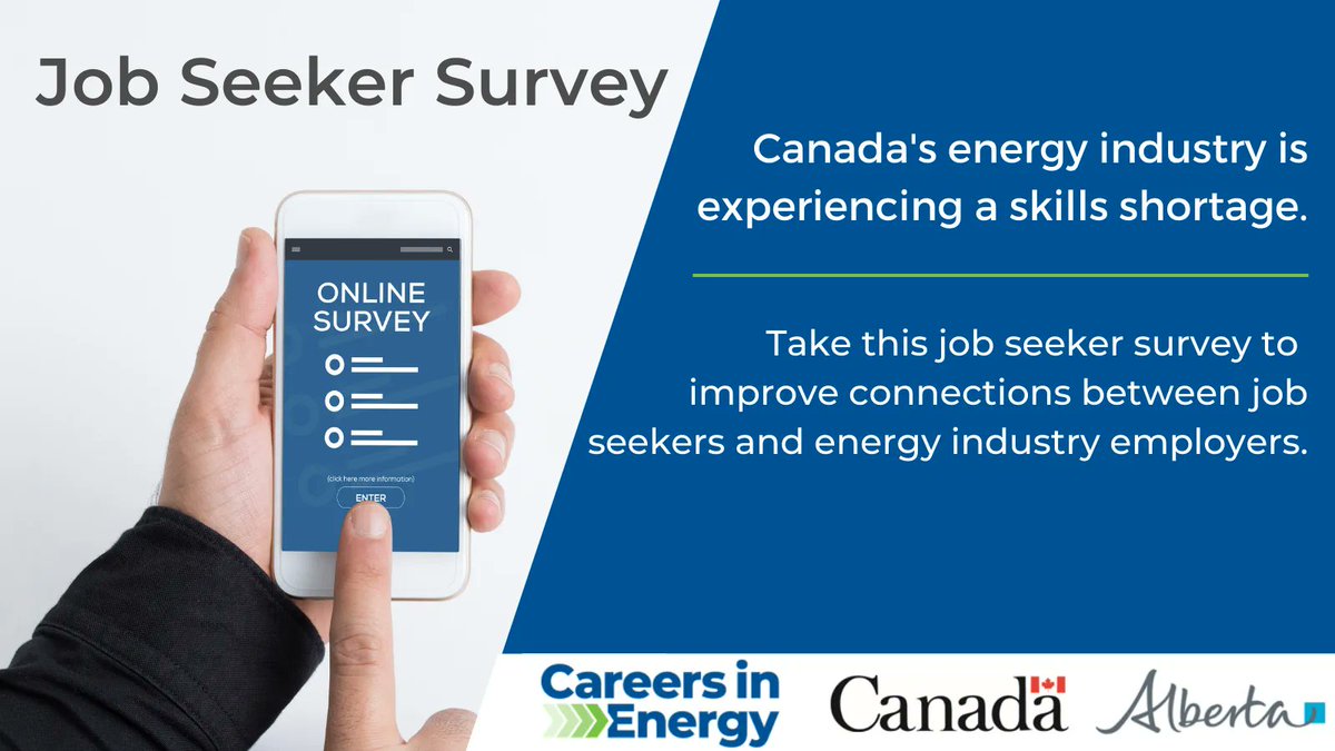 EnergyCareersCA's tweet photo. TAKE THE JOB SEEKER SURVEY NOW!

Bridging the gap together: Your input will help create better connections between job seekers and companies hiring in Alberta's energy sector. Stay connected to Careers in Energy for job fair info and more. https://t.co/Hlqo1B6S90 https://t.co/CPp0WPDwL3