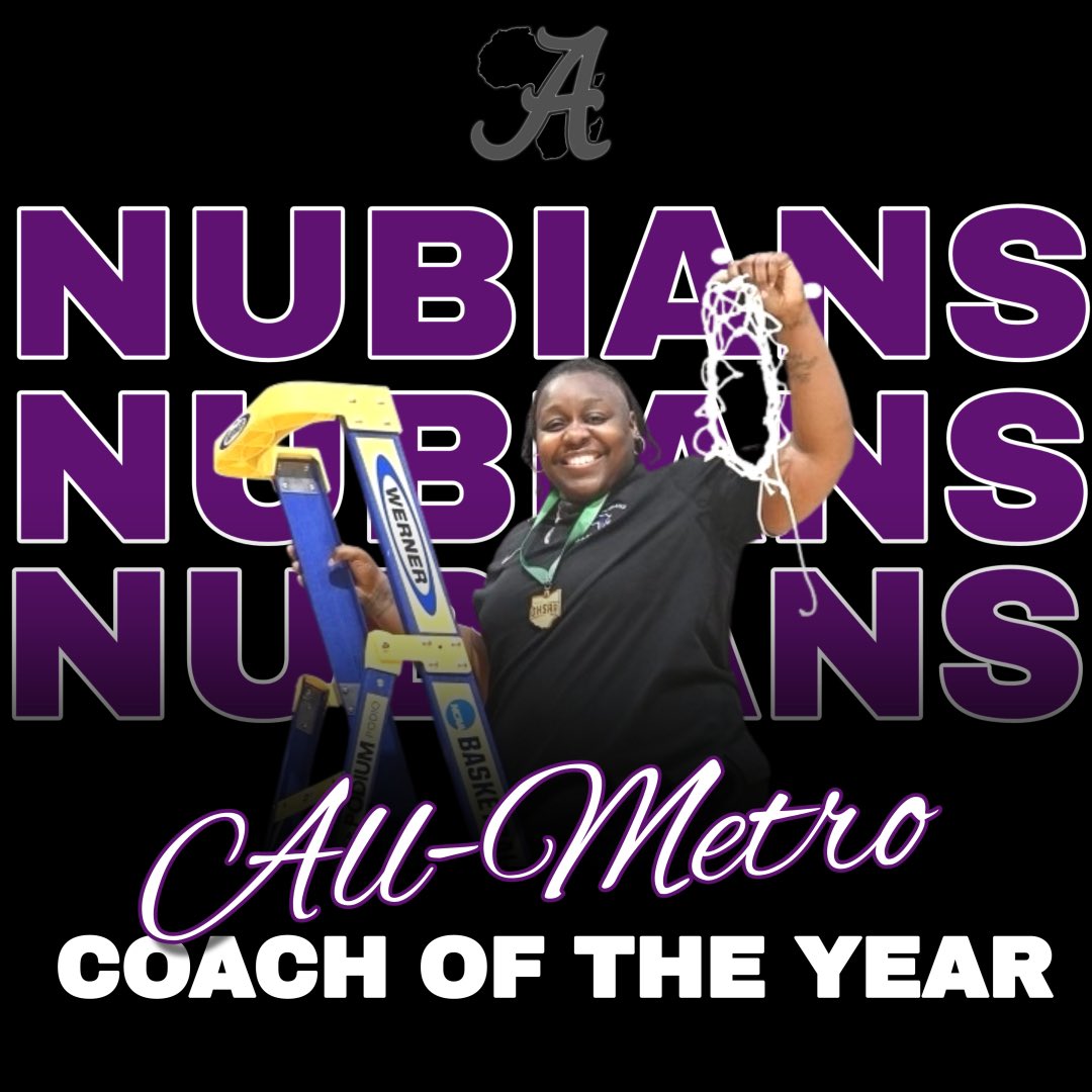 Congratulations to Coach Janicia “Shaq” Anderson for being named the 2023 All-Metro COACH OF THE YEAR!!#AHIGH 💜💪🏽