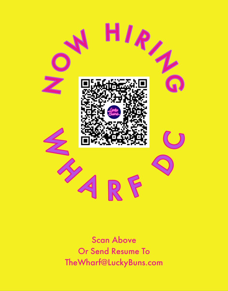 LUCKY BUNS (@eatluckybuns) on Twitter photo We Are Hiring!! Send Your Resume to TheWharf@LuckyBuns.com
We are hiring for Servers, Bartenders, Bar Backs, Food Runners, Dish Washers, Line Cooks, Managers, FT and PT! We Are Hiring!! Send Your Resume to TheWharf@LuckyBuns.com
We are hiring for Servers, Bartenders, Bar Backs, Food Runners, Dish Washers, Line Cooks, Managers, FT and PT!
