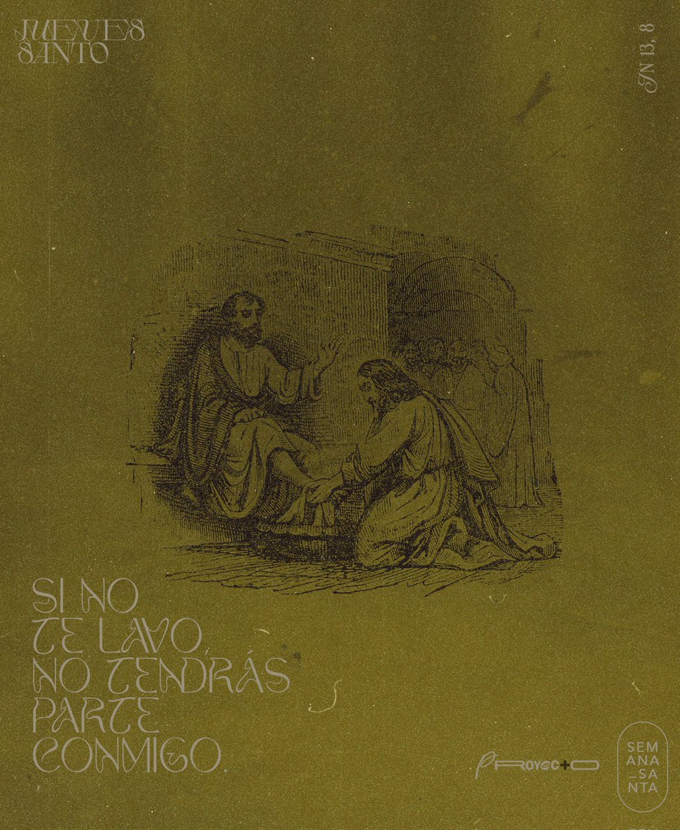 Le dice Pedro: «No me lavarás los pies jamás.» Jesús le respondió: «Si no te lavo, no tienes parte conmigo.»
Le dice Simón Pedro: «Señor, no sólo los pies, sino hasta las manos y la cabeza.»
Jn 13, 8-9
#JuevesSanto