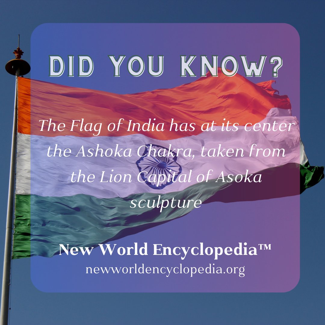 Did you know?

The Flag of India has at its center the Ashoka Chakra, taken from the Lion Capital of Asoka sculpture.

Read more about Flag of India
newworldencyclopedia.org/entry/Flag_of_…

#india #FactsMatter #newworldencyclopedia #KnowledgeIsPower #learning #postoftheday #travel #flag_day
