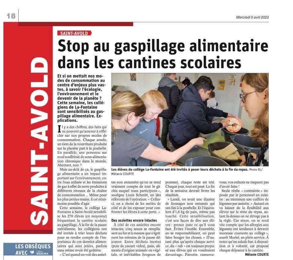 Les membres du CVC, les éco-délégués, les CMJ et CDJ ont organisé du 03 au 06 avril l'opération "Ma cantine sans gaspi". L' opération lancée par le CD57 a pour but de sensibiliser les élèves au gaspillage alimentaire <a href="/CdjMoselle/">Conseil Départemental des Jeunes de la Moselle 4.0</a> #SaintAvold <a href="/rinoldo2/">Josée Mandrier</a> <a href="/KarimaBoukhalf2/">KB</a>