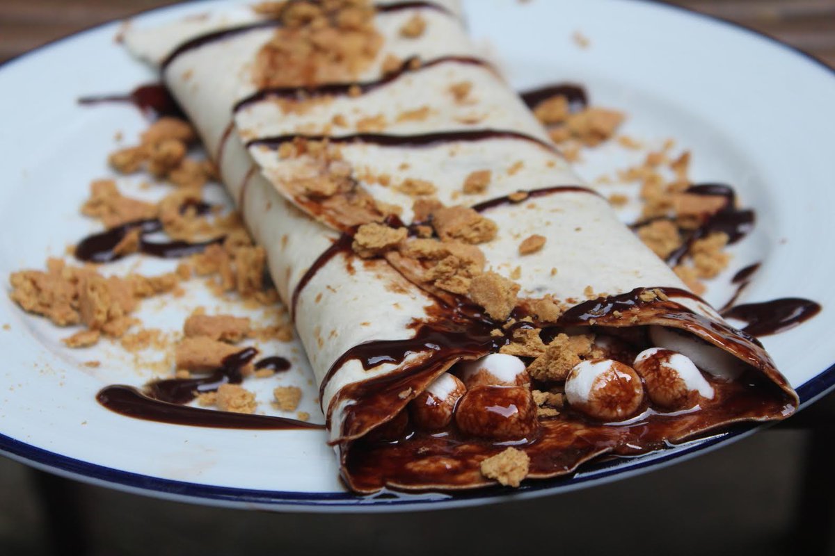 Look what George made me: chocolate s’more burritos! I can’t wait to offer Vic one while he’s chopping wood! #NationalBurritoDay