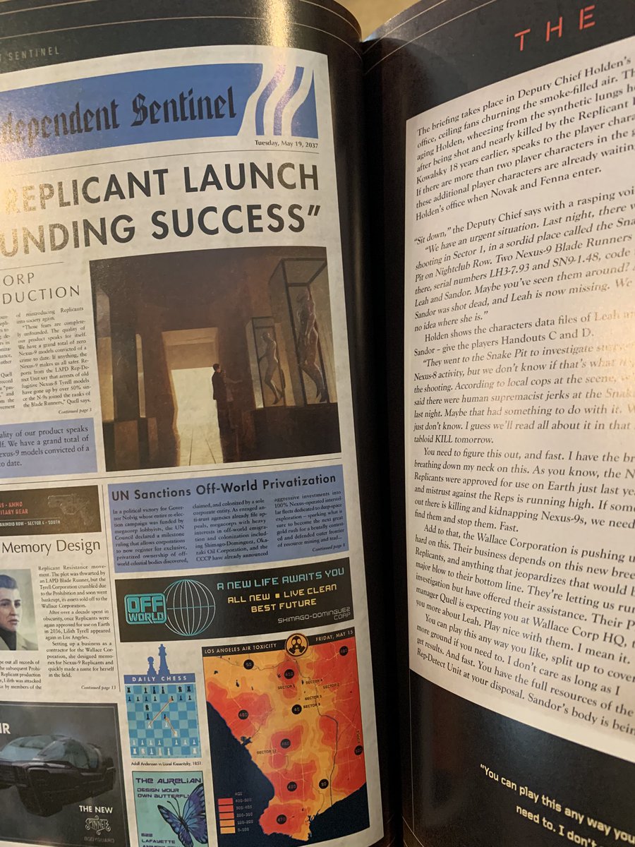 Darker_Hue's tweet photo. T-2 days until the #BladeRunner two-player game! I’ve read the rules and now reading the case file, #ElectronicDreams. Has anyone else run it? #GMPrep https://t.co/AVMvBQStk7
