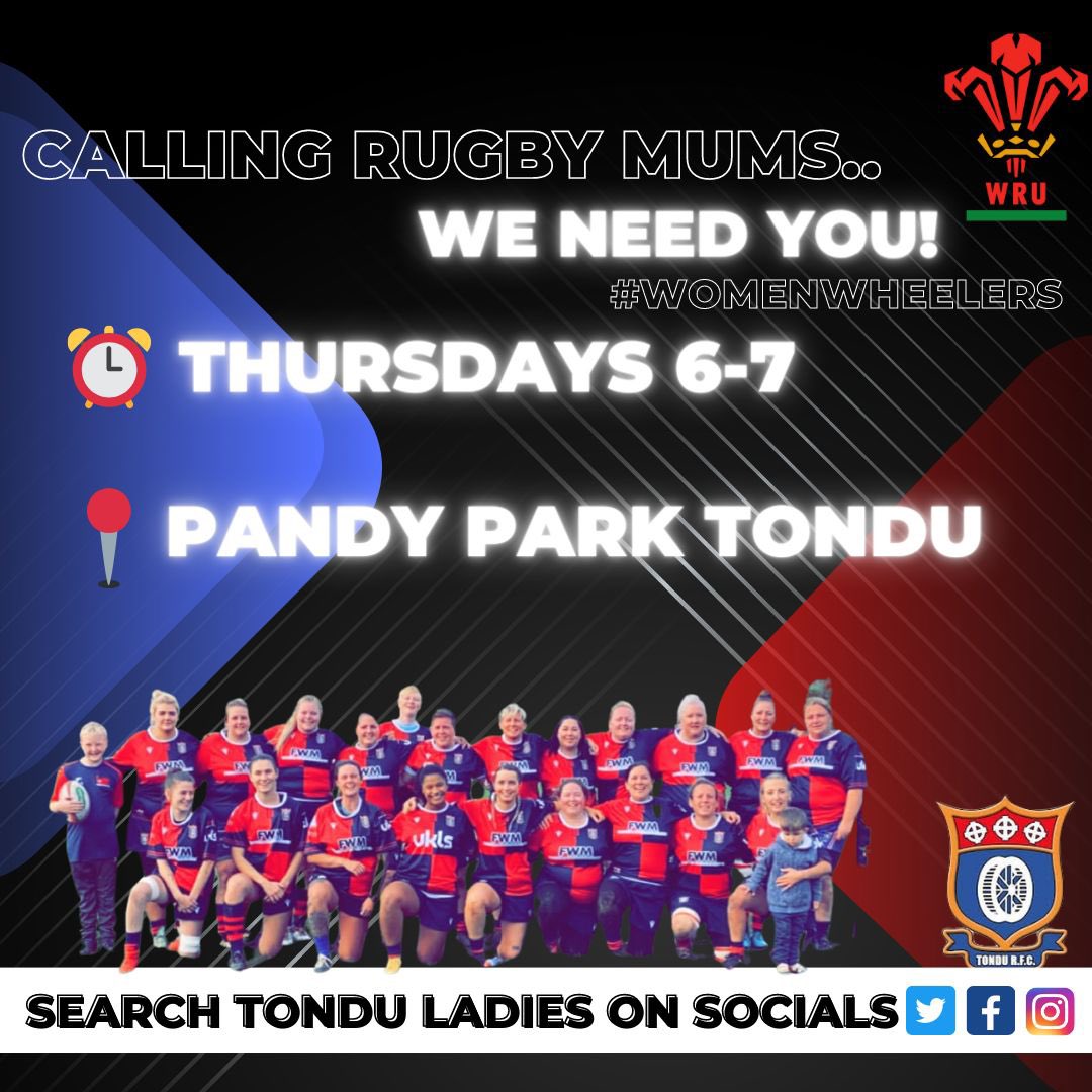 Watching your kids play and fancy having a go yourself? That's how some of us started so we are waiting for you! 

#womensrugby #tondurfc #rugbymum #sidelinecheer #ladiesrugby #bridgend #sport #fitness #thursday