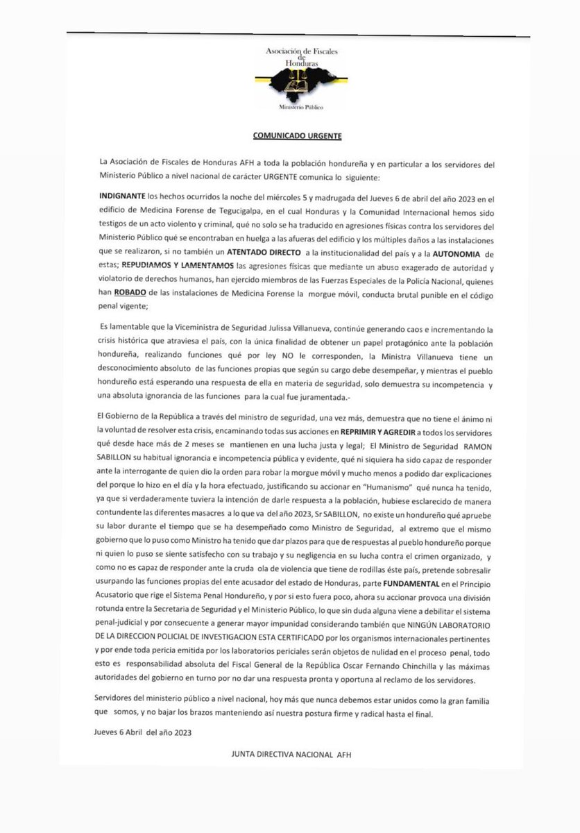 af_hond's tweet photo. @MP_Honduras @HectorZelaya @nayibbukele @HoyMismoTSI @villanuevasemma @OficialRobertoC @jorgeramosnews @ramonsabillonhn @CONADEH @ONUHonduras @ONU_es @de_fiscales @INBGuadalupe @UNESCOMexico @ColAbogHN @ColegioMedicoHN @ONU_derechos @PartidoLibre @PNH_oficial @PartidoSalvador https://t.co/kRM5Toomvb