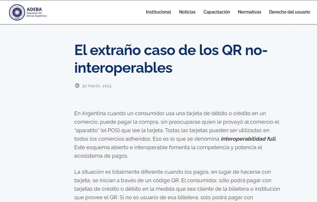 IECarballo's tweet photo. .#IMPORTANTE: La semana pasada la Asociación de Bancos de Argentina (#ADEBA) emitió una DURA carta contra @mercadopago.

Le acusa de monopolio en los QR de Argentina, y también critican la gestión del BCRA @fedesturze y @lucasllach

Te resumo la nueva polémica en este mini hilo🧵 https://t.co/eFE70AUEXV