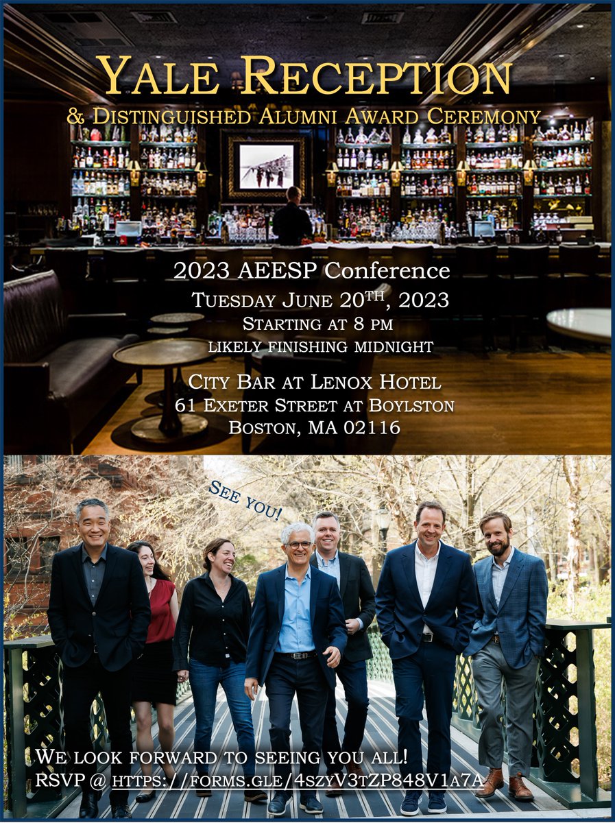 This year's Yale Alumni Reception at @AEESP2023_NEU will be very special; we will celebrate 25 years of @YaleEnvEng and present for the first time Distinguished Alumni Awards to recognize our excellent alumni @TheElimelechLab @johnfortner @jordan_peccia @LeaRWinter @drew_gentner