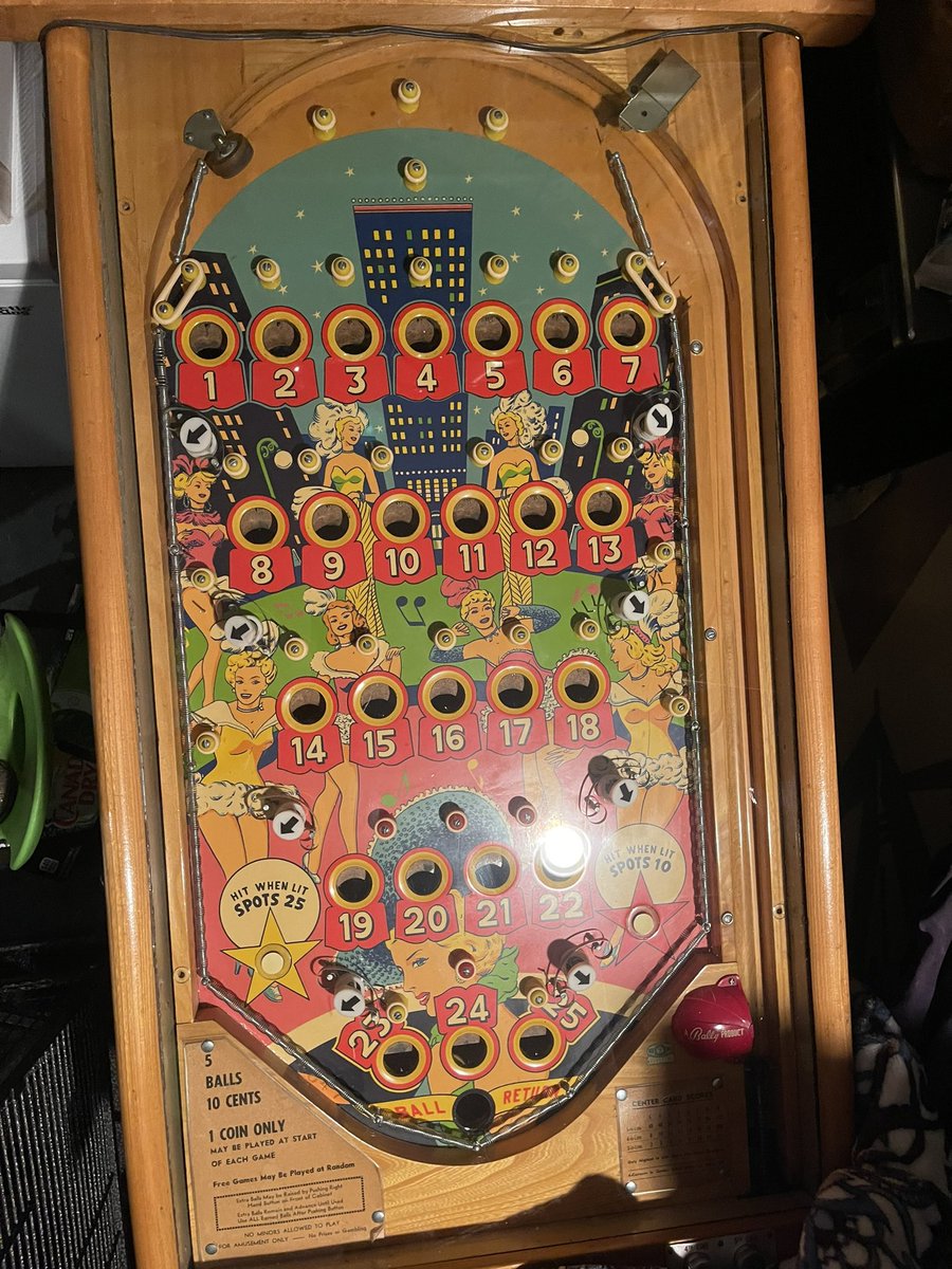 SilverBallerWiz's tweet image. Another treasure from history I own and love!! BIG TIME! 

Nearly mint from 1954! Almost new old stock! 🤪

Obviously I can’t ever get enough!! From the old to the new!! 
An original gambling machine I show to you!!

#PinballWorld #PinWiz #Pinball #PinLife @SilverBallerWiz