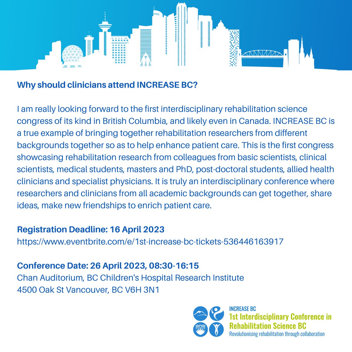 What does "Revolutionizing rehabilitation through collaboration" mean?🤔And why should clinicians attend INCREASE BC? Our conference chair Dr. Rajiv Reebye shares his thoughts 👇 #INCREASEBC23