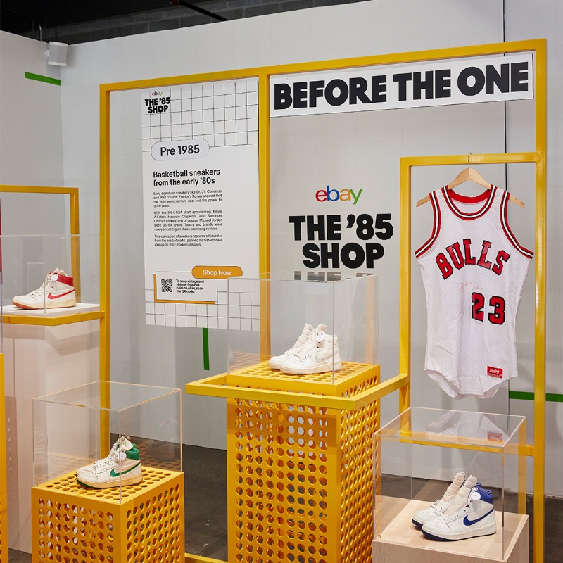 ebaysneakers's tweet photo. Come 👀 some of the most legendary pairs in the game. The ’85 Shop is open today and tomorrow, 11am-6pm @ 1045 W Fulton Market #eBay85Shop