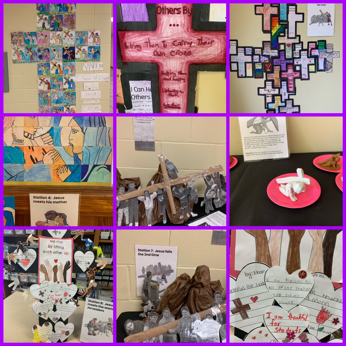 ElsaLemos1's tweet photo. Beautiful school wide Stations of the Cross collaboration. Thank you @stjthunder for making our “Walk with Jesus” so meaningful #HolyThursday https://t.co/lrJBgW4k6V