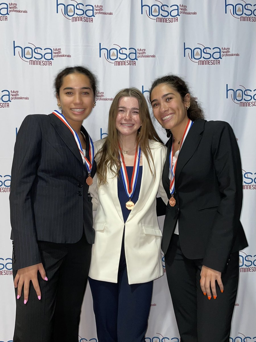 ShellyLeatham's tweet photo. Congratulations to Leena Taha, Kate Hauck and Hanna Taha for placing 3rd at the State HOSA conference in Creative Problem Solving! @StormActivities @chanprincipal https://t.co/k3q0hPFHi3