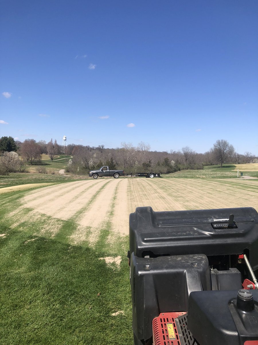 MinorParkGC's tweet photo. Spring Aerification 2023. Shoutout to my crew, small but efficient!! Appreciate you Mike, Matt, Amilcar, Tulio, EJ and Brody! ⛳️ https://t.co/5dYSkdd5Le