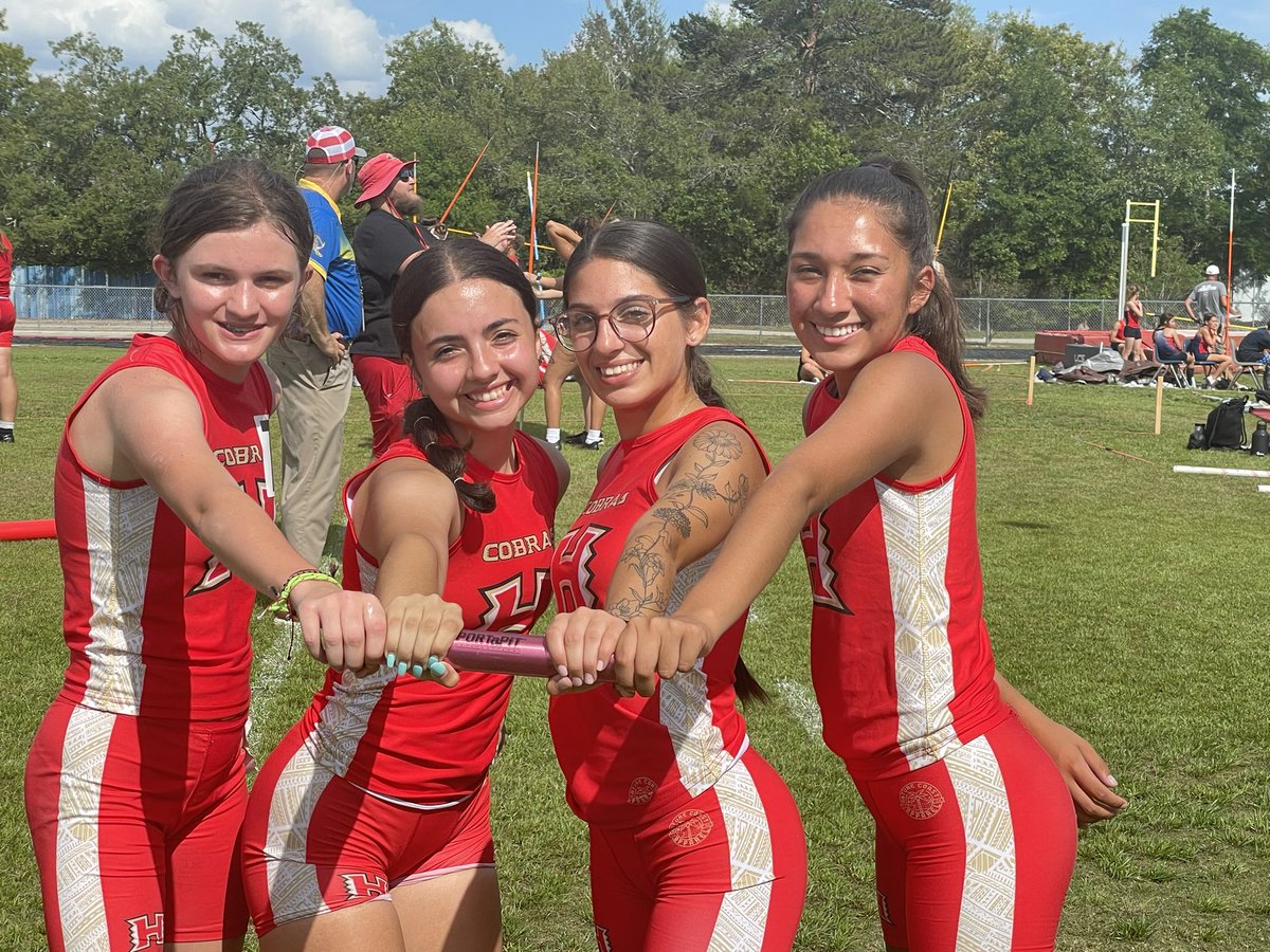 So we have a first time in Hudson Girls history being made in the 4x800. So proud of these girls for literally winging it and setting a path for future Lady Cobras. Zuleika Perez, Asly Eguigure, Bella Micallef and (FR) Brynn Pulley with a time of 14:10.87 good for 5th overall