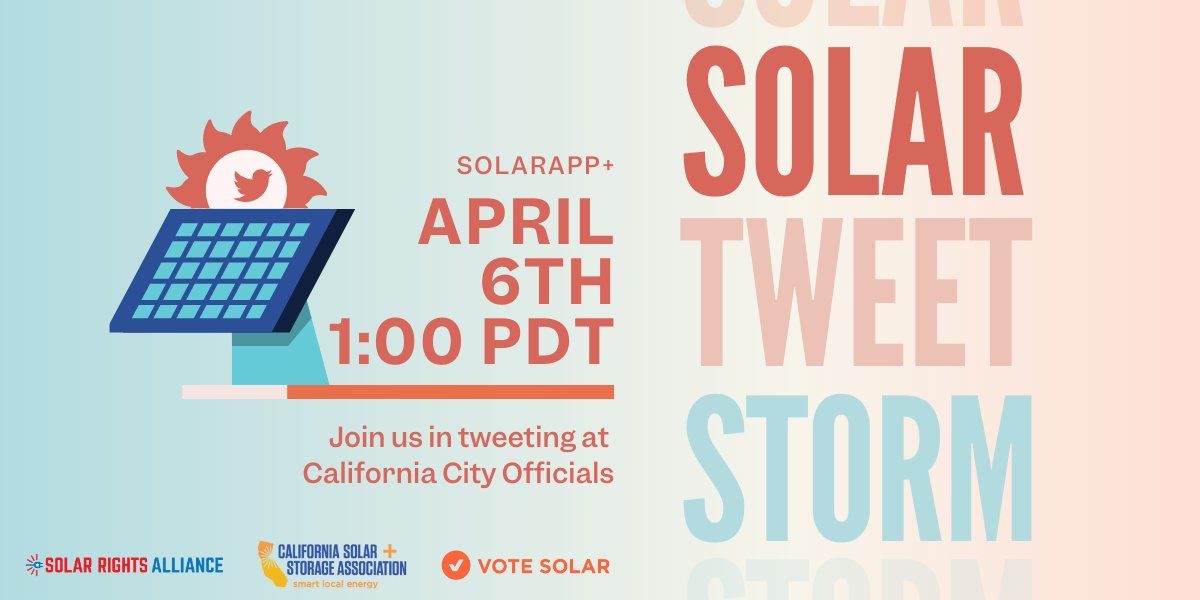 votesolar's tweet photo. .@CalCities thank you for everything you have done to get California cities and counties to adopt the Solar Automated Permitting Platform!
Let's see if we can get every city & county in California to use SolarAPP+!
#CASolarAPP https://t.co/yGJZyULend