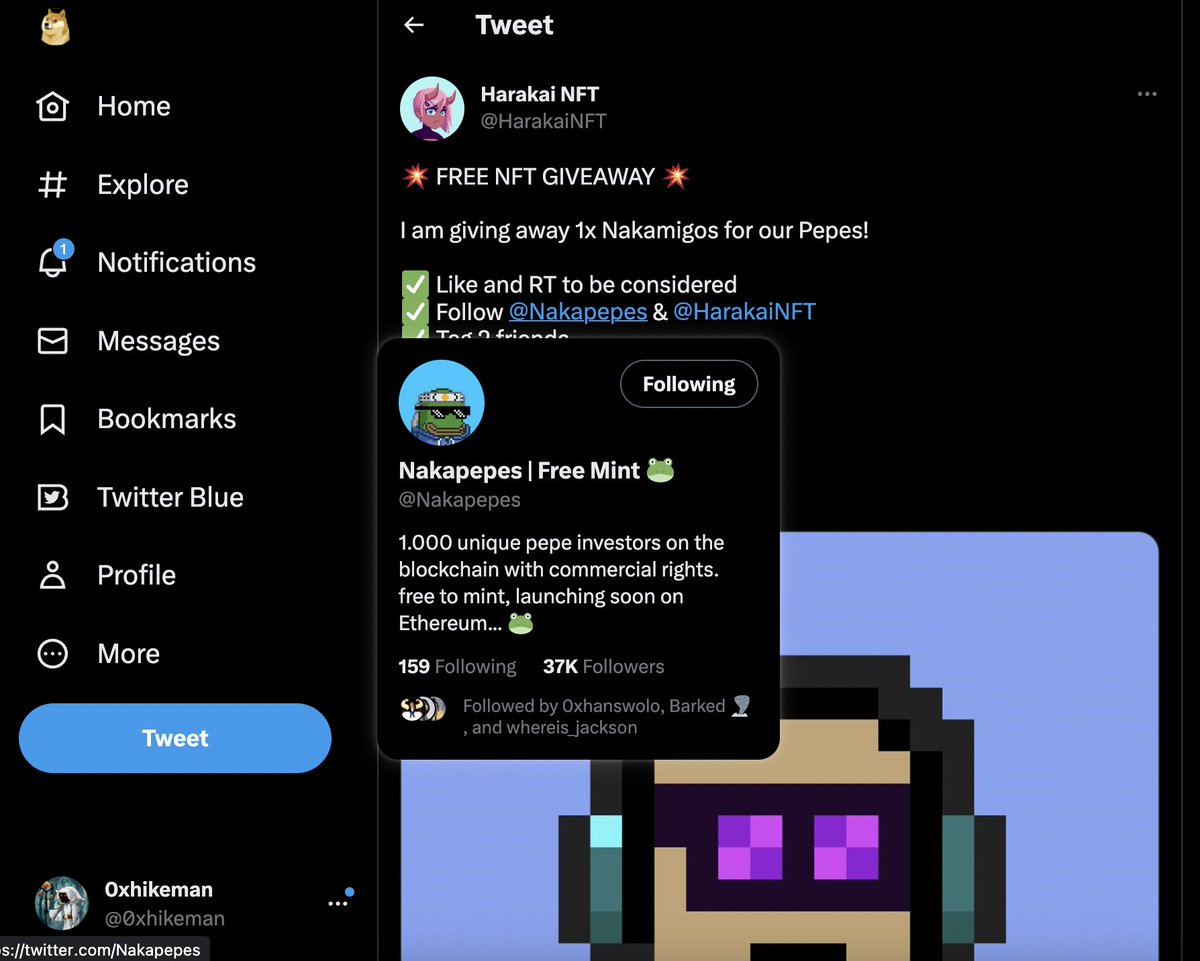 0xhikeman's tweet photo. @HarakaiNFT @Nakapepes @0xhanswolo @ethlmao https://t.co/EUrCpLfQtV