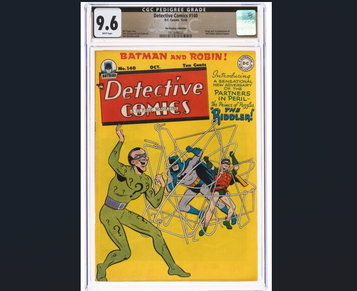 gocollect's tweet photo. Check out this sale - This #PromiseCollection CGC 9.6 copy of Detective Comics #140 (first appearance of #TheRiddler) sold for $360,000 last week through @HeritageAuction - it's the second-highest price ever paid for this title!
More sales: https://t.co/oZPzimNFFe https://t.co/mmFzllDwDA