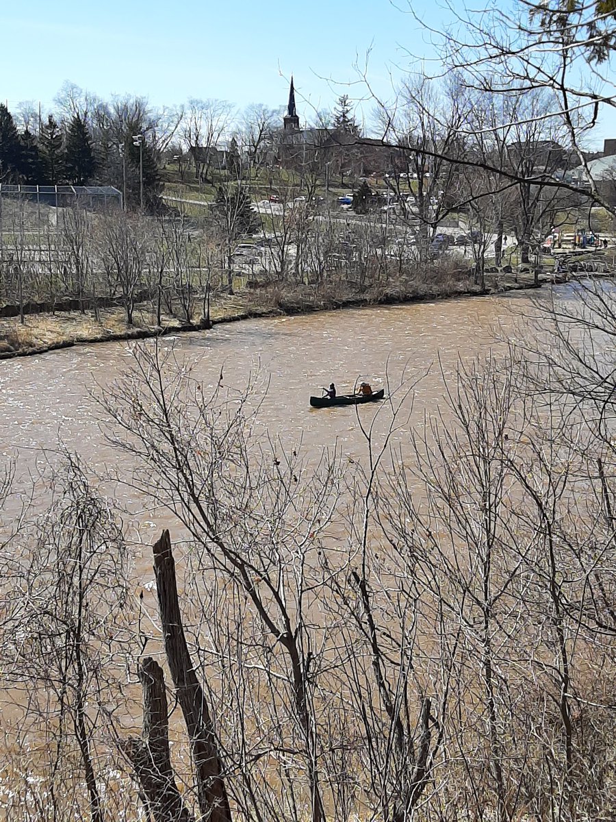 vnksmith's tweet photo. Not exactly white water, but the river is high & moving fast #canoe #creditriverontario #cvc_ca #highwaters #fastwaters #watchingfromtheshore https://t.co/Dx1nSPyFbV