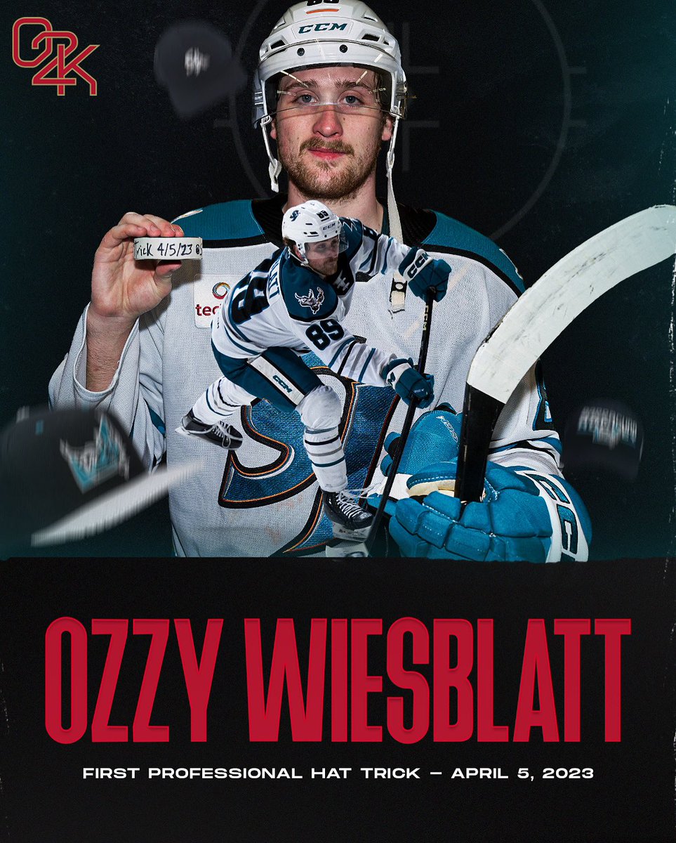 Congratulations to O2K client, Ozzy Wiesblatt on recording his first professional hat trick last night.

#Sharksterritory #OneReef #AHL
