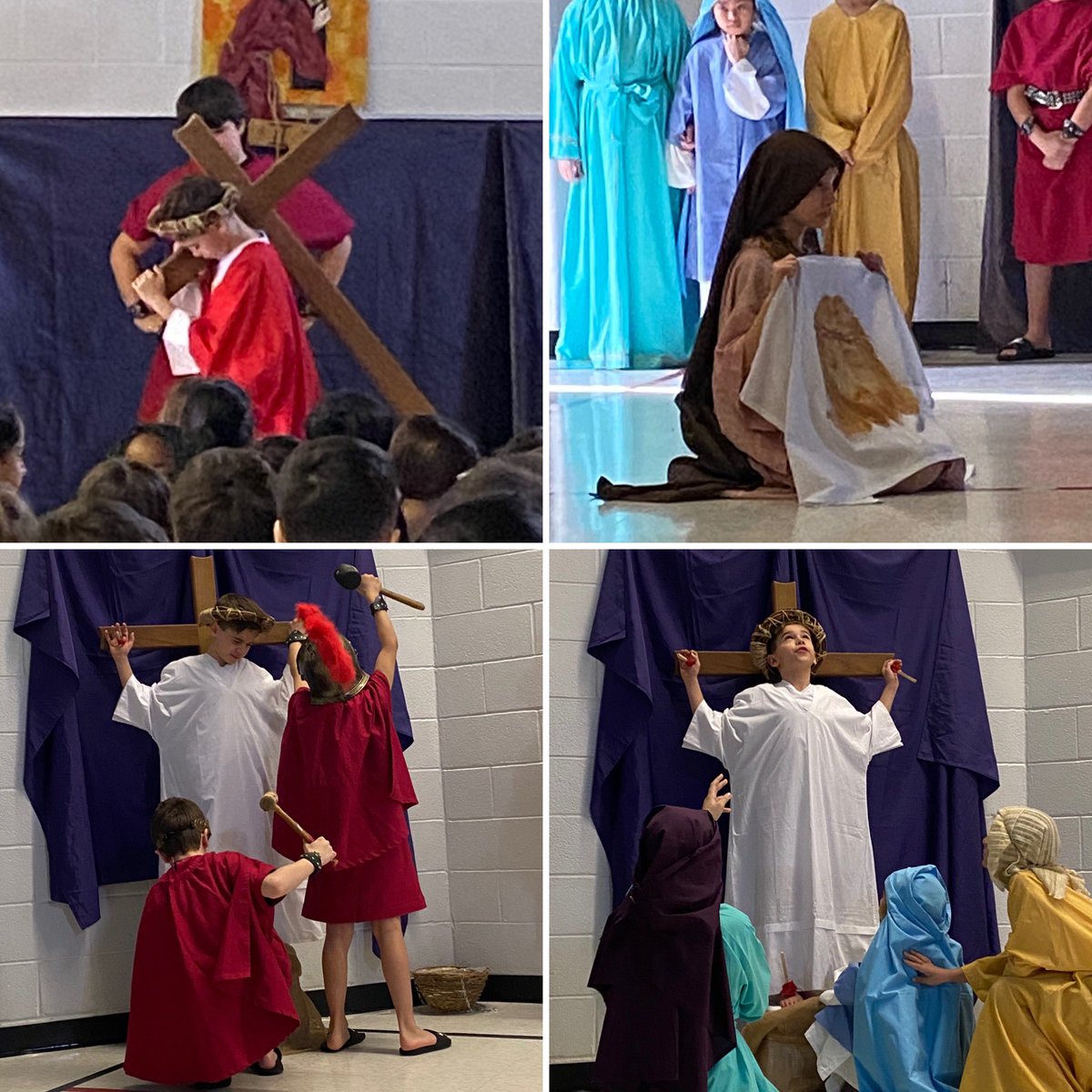 mrsterrana's tweet photo. Stations of the Cross presented so beautifully today by our amazing students. Thanks to Mrs. Salerni/Ms.Adda and Mrs. D’Onofrio’s classes. @reginamundices @RitaccaPaola https://t.co/qMJNTYNQgM