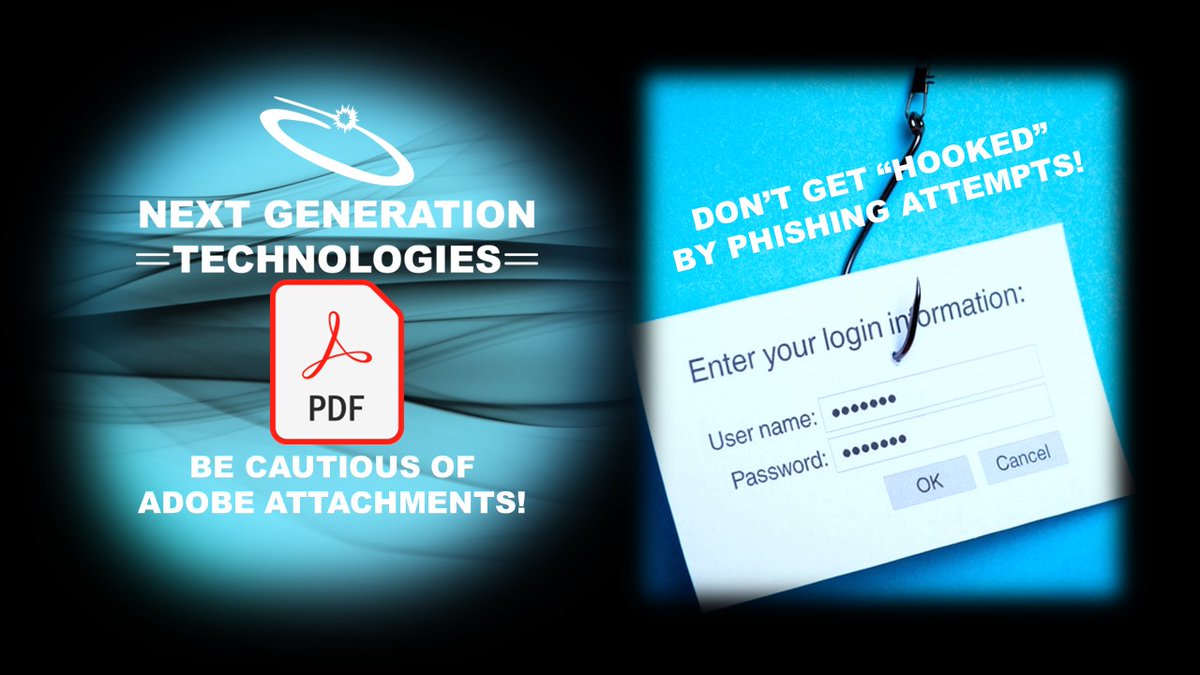 NGT_BC's tweet photo. Be careful of phishing attempts with Adobe attachments! Hackers are getting more sophisticated. The attachments look harmless but can deliver a malicious payload! Bad Guys At It AGAIN! Be careful of Adobe attachments | Next Generation Technologies (https://t.co/R5KhutWgMy) https://t.co/lBz2v62ZBB