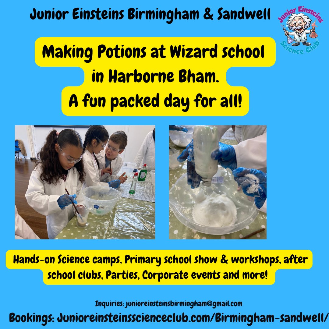 What a great day at our Wizard school in Harborne, loads of hands on Science making Wizard potions!
#harbornemums #harbornecommunity #brummiemummies #steam #stem #solihullmums #suttoncoldfieldmoms #brumhour #whaton4kids #kingsheath #edgbastonvillage #bearwood #stirchley